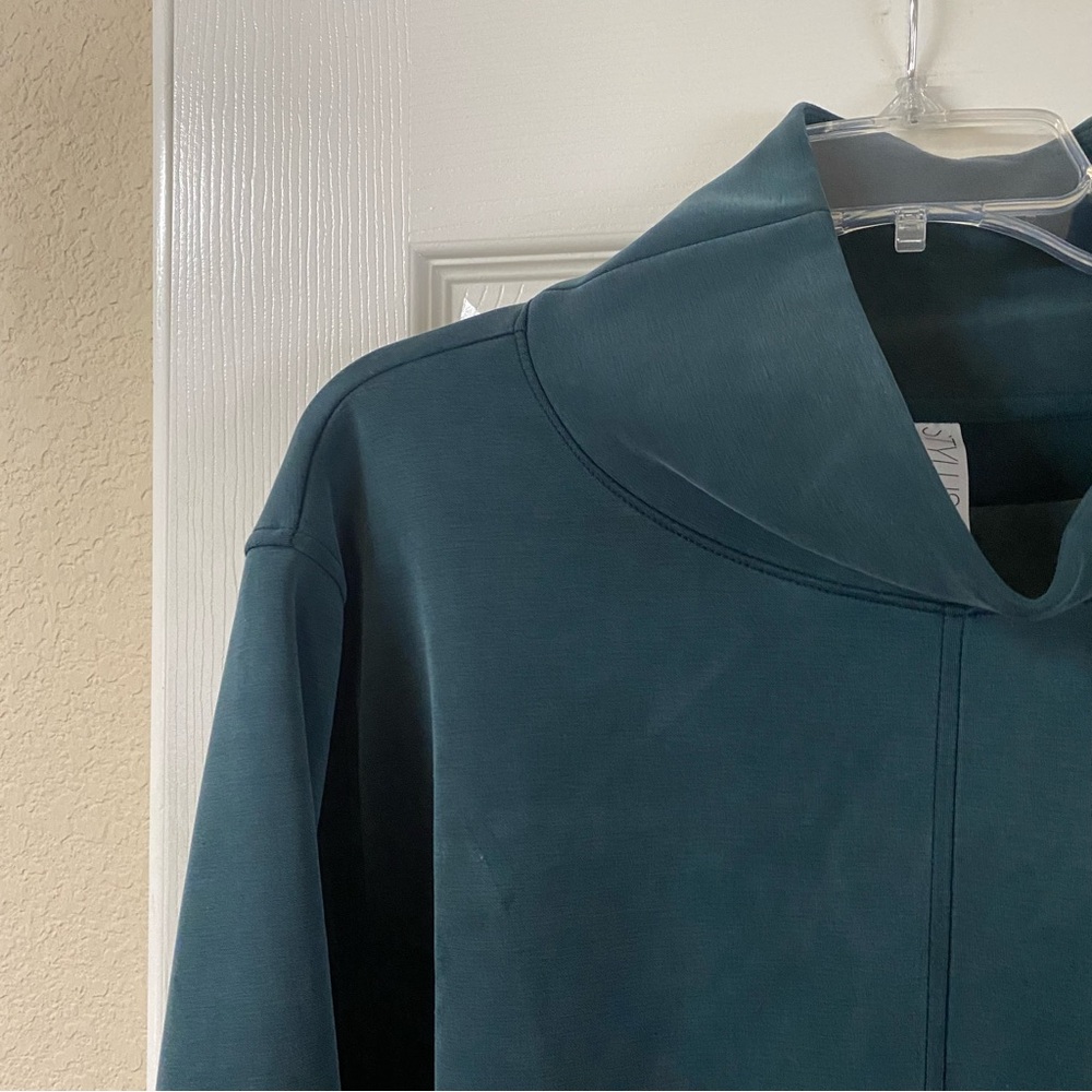 STYLUS Women's Size XXL Deep Teal Pullover Mock Turtleneck Soft Sweatshirt - Picture 7 of 13
